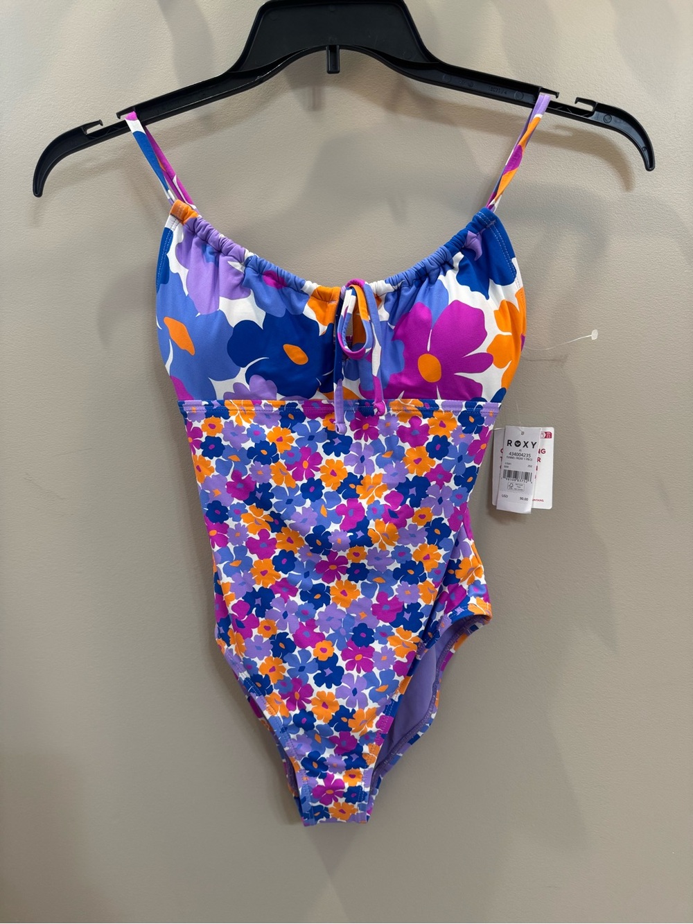 Roxy Floral One-Piece Swimsuit in Blue, Purple & Orange